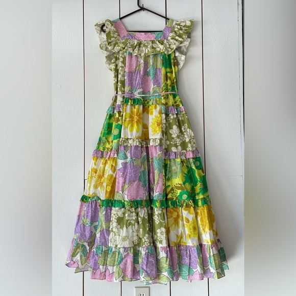 Alemais Elora Patchwork Tiered Midi Dress Sz 0 - Picture 3 of 8